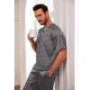 Ekouaer Mens Silk Satin Pajama Set Short Sleeve Sleepwear Silky Loungewear with Long Pants(Polka Dots White grey)