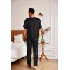 Ekouaer Mens Silk Satin Pajama Set Short Sleeve Sleepwear Silky Loungewear with Long Pants(Stripe Black)