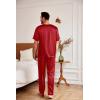 Ekouaer Mens Silk Satin Pajama Set Short Sleeve Sleepwear Silky Loungewear with Long Pants(Stripe Red)