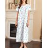 Ekouaer Nightgown for Women Cotton Long Night Gown Short Sleeve Nightdress with Pockets Button Sleepshirt Soft Sleepwear(Blue Line Florals)