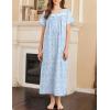 Ekouaer Nightgown for Women Cotton Long Night Gown Short Sleeve Nightdress with Pockets Button Sleepshirt Soft Sleepwear(Blue White Florals)