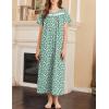 Ekouaer Nightgown for Women Cotton Long Night Gown Short Sleeve Nightdress with Pockets Button Sleepshirt Soft Sleepwear(Green White Florals)