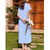 Ekouaer Nightgown for Women Cotton Long Night Gown Short Sleeve Nightdress with Pockets Button Sleepshirt Soft Sleepwear(Light Blue)