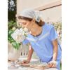 Ekouaer Nightgown for Women Cotton Long Night Gown Short Sleeve Nightdress with Pockets Button Sleepshirt Soft Sleepwear(Light Blue)