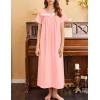 Ekouaer Nightgown for Women Cotton Long Night Gown Short Sleeve Nightdress with Pockets Button Sleepshirt Soft Sleepwear(Light Pink)