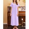 Ekouaer Nightgown for Women Cotton Long Night Gown Short Sleeve Nightdress with Pockets Button Sleepshirt Soft Sleepwear(Light Purple)