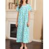 Ekouaer Nightgown for Women Cotton Long Night Gown Short Sleeve Nightdress with Pockets Button Sleepshirt Soft Sleepwear(Line Drawing Flowers)