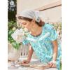 Ekouaer Nightgown for Women Cotton Long Night Gown Short Sleeve Nightdress with Pockets Button Sleepshirt Soft Sleepwear(Line Drawing Flowers)