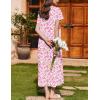 Ekouaer Nightgown for Women Cotton Long Night Gown Short Sleeve Nightdress with Pockets Button Sleepshirt Soft Sleepwear(Pink Florals)