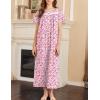 Ekouaer Nightgown for Women Cotton Long Night Gown Short Sleeve Nightdress with Pockets Button Sleepshirt Soft Sleepwear(Pink Florals)