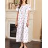 Ekouaer Nightgown for Women Cotton Long Night Gown Short Sleeve Nightdress with Pockets Button Sleepshirt Soft Sleepwear(Pink Line Florals)