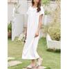 Ekouaer Nightgown for Women Cotton Long Night Gown Short Sleeve Nightdress with Pockets Button Sleepshirt Soft Sleepwear(White)