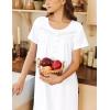 Ekouaer Nightgown for Women Cotton Long Night Gown Short Sleeve Nightdress with Pockets Button Sleepshirt Soft Sleepwear(White)