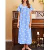 Ekouaer Nightgown for Women Cotton Long Night Gown Short Sleeve Nightdress with Pockets Button Sleepshirt Soft Sleepwear(White Bird)
