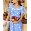 Ekouaer Nightgown for Women Cotton Long Night Gown Short Sleeve Nightdress with Pockets Button Sleepshirt Soft Sleepwear(White Bird)