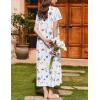 Ekouaer Nightgown for Women Cotton Long Night Gown Short Sleeve Nightdress with Pockets Button Sleepshirt Soft Sleepwear(White Blue & Orange Florals)