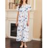 Ekouaer Nightgown for Women Cotton Long Night Gown Short Sleeve Nightdress with Pockets Button Sleepshirt Soft Sleepwear(White Blue & Orange Florals)