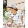 Ekouaer Nightgown for Women Cotton Long Night Gown Short Sleeve Nightdress with Pockets Button Sleepshirt Soft Sleepwear(White Blue & Orange Florals)