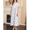 Ekouaer Nightgown for Women Cotton Long Night Gown Short Sleeve Nightdress with Pockets Button Sleepshirt Soft Sleepwear(White Purple Florals)