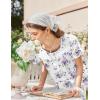 Ekouaer Nightgown for Women Cotton Long Night Gown Short Sleeve Nightdress with Pockets Button Sleepshirt Soft Sleepwear(White Purple Florals)