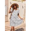Ekouaer Nursing Dress Summer Short Sleeve Breastfeeding Casual Knee Length Maternity Dresses S-XXL(Floral Cream)
