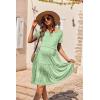 Ekouaer Nursing Dress Summer Short Sleeve Breastfeeding Casual Knee Length Maternity Dresses S-XXL(Green Floral)