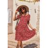 Ekouaer Nursing Dress Summer Short Sleeve Breastfeeding Casual Knee Length Maternity Dresses S-XXL(Red Floral)