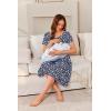 Ekouaer Nursing Dress Summer Short Sleeve Breastfeeding Casual Knee Length Maternity Dresses S-XXL(White Floral)