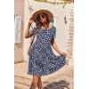 Ekouaer Nursing Dress Summer Short Sleeve Breastfeeding Casual Knee Length Maternity Dresses S-XXL(White Floral)