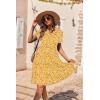 Ekouaer Nursing Dress Summer Short Sleeve Breastfeeding Casual Knee Length Maternity Dresses S-XXL(Yellow Floral)