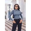 Ekouaer Turtleneck Shirt Women Long Sleeve Mock Neck Slim Fit Tops Thermal Base Layer Soft Lightweight Stretch Undershirts(Gray Blue)