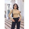 Ekouaer Turtleneck Shirt Women Long Sleeve Mock Neck Slim Fit Tops Thermal Base Layer Soft Lightweight Stretch Undershirts(Khaki)