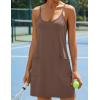 Ekouaer Womens Athletic Romper Dress Summer Tennis Active Sports Mini Dresses Built in Shorts Travel Vacation Outfits S-XXL(Brown)