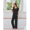 Ekouaer Womens Pajama Sets Viscose from bamboo Lounge Set Soft Pajamas for Women Set Short Sleeve and Long Pants Sleepwear(Black)