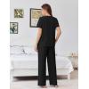 Ekouaer Womens Pajama Sets Viscose from bamboo Lounge Set Soft Pajamas for Women Set Short Sleeve and Long Pants Sleepwear(Black)