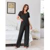 Ekouaer Womens Pajama Sets Viscose from bamboo Lounge Set Soft Pajamas for Women Set Short Sleeve and Long Pants Sleepwear(Black)