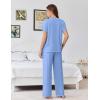 Ekouaer Womens Pajama Sets Viscose from bamboo Lounge Set Soft Pajamas for Women Set Short Sleeve and Long Pants Sleepwear(Blue)
