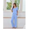 Ekouaer Womens Pajama Sets Viscose from bamboo Lounge Set Soft Pajamas for Women Set Short Sleeve and Long Pants Sleepwear(Blue)