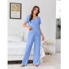 Ekouaer Womens Pajama Sets Viscose from bamboo Lounge Set Soft Pajamas for Women Set Short Sleeve and Long Pants Sleepwear(Blue)