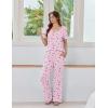 Ekouaer Womens Pajama Sets Viscose from bamboo Lounge Set Soft Pajamas for Women Set Short Sleeve and Long Pants Sleepwear(Cherry and Flowers)