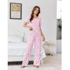 Ekouaer Womens Pajama Sets Viscose from bamboo Lounge Set Soft Pajamas for Women Set Short Sleeve and Long Pants Sleepwear(Cherry and Flowers)