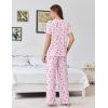 Ekouaer Womens Pajama Sets Viscose from bamboo Lounge Set Soft Pajamas for Women Set Short Sleeve and Long Pants Sleepwear(Cherry and Flowers)