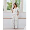 Ekouaer Womens Pajama Sets Viscose from bamboo Lounge Set Soft Pajamas for Women Set Short Sleeve and Long Pants Sleepwear(Daisy)