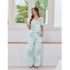 Ekouaer Womens Pajama Sets Viscose from bamboo Lounge Set Soft Pajamas for Women Set Short Sleeve and Long Pants Sleepwear(Daisy Bouquet)