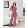 Ekouaer Womens Pajama Sets Viscose from bamboo Lounge Set Soft Pajamas for Women Set Short Sleeve and Long Pants Sleepwear(Deep Pink)