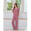 Ekouaer Womens Pajama Sets Viscose from bamboo Lounge Set Soft Pajamas for Women Set Short Sleeve and Long Pants Sleepwear(Deep Pink)
