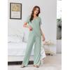 Ekouaer Womens Pajama Sets Viscose from bamboo Lounge Set Soft Pajamas for Women Set Short Sleeve and Long Pants Sleepwear(Light Green)