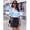 Ekouaer Womens Silk Satin Pajama Set, 2 Piece Heart Embroidery Short Sleeve Button Down Pjs Set for Bridal Party(Bow Blue)