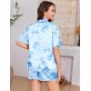 Ekouaer Womens Silk Satin Pajama Set, 2 Piece Heart Embroidery Short Sleeve Button Down Pjs Set for Bridal Party(Bow Blue)