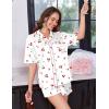 Ekouaer Womens Silk Satin Pajama Set, 2 Piece Heart Embroidery Short Sleeve Button Down Pjs Set for Bridal Party(Cherry White)